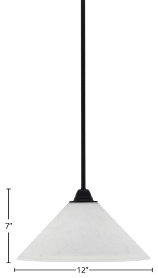 Paramount Mini Pendant, Matte Black, 12" White Muslin Glass