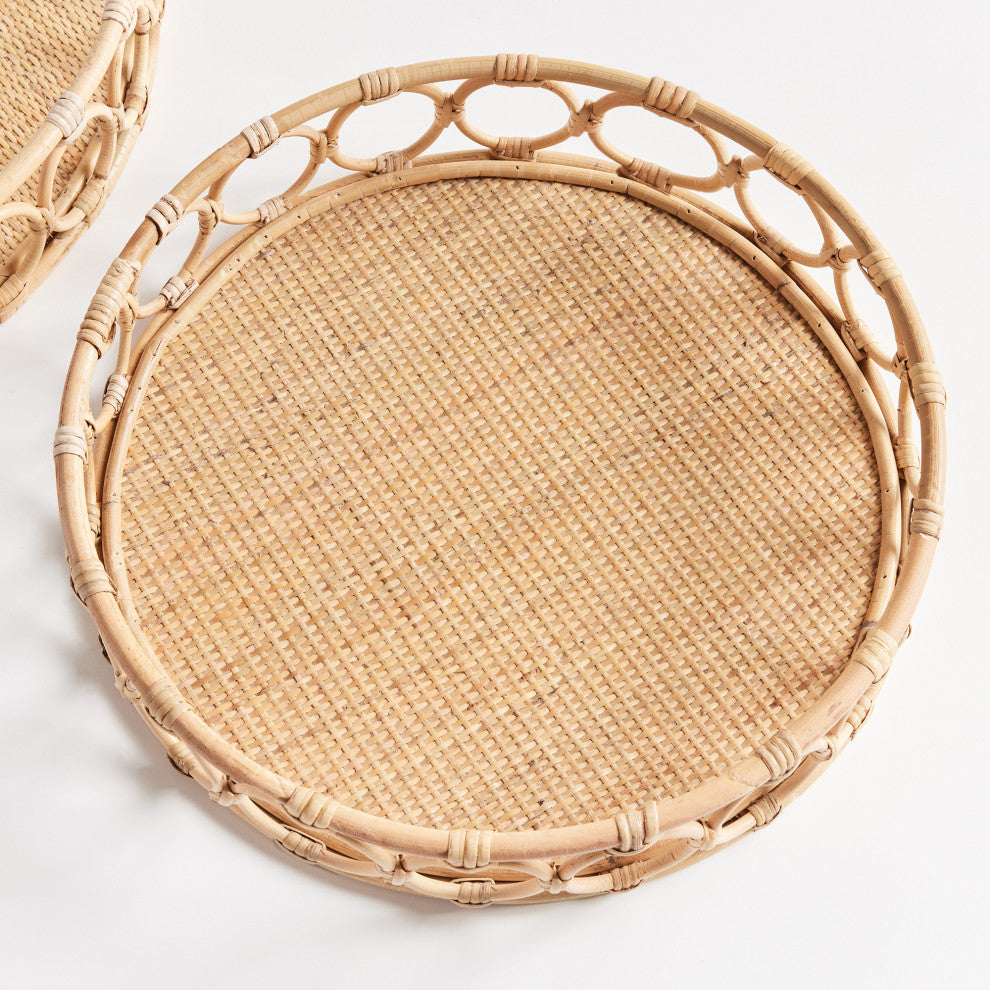 Ninette Rattan Round Trays, Set of 2