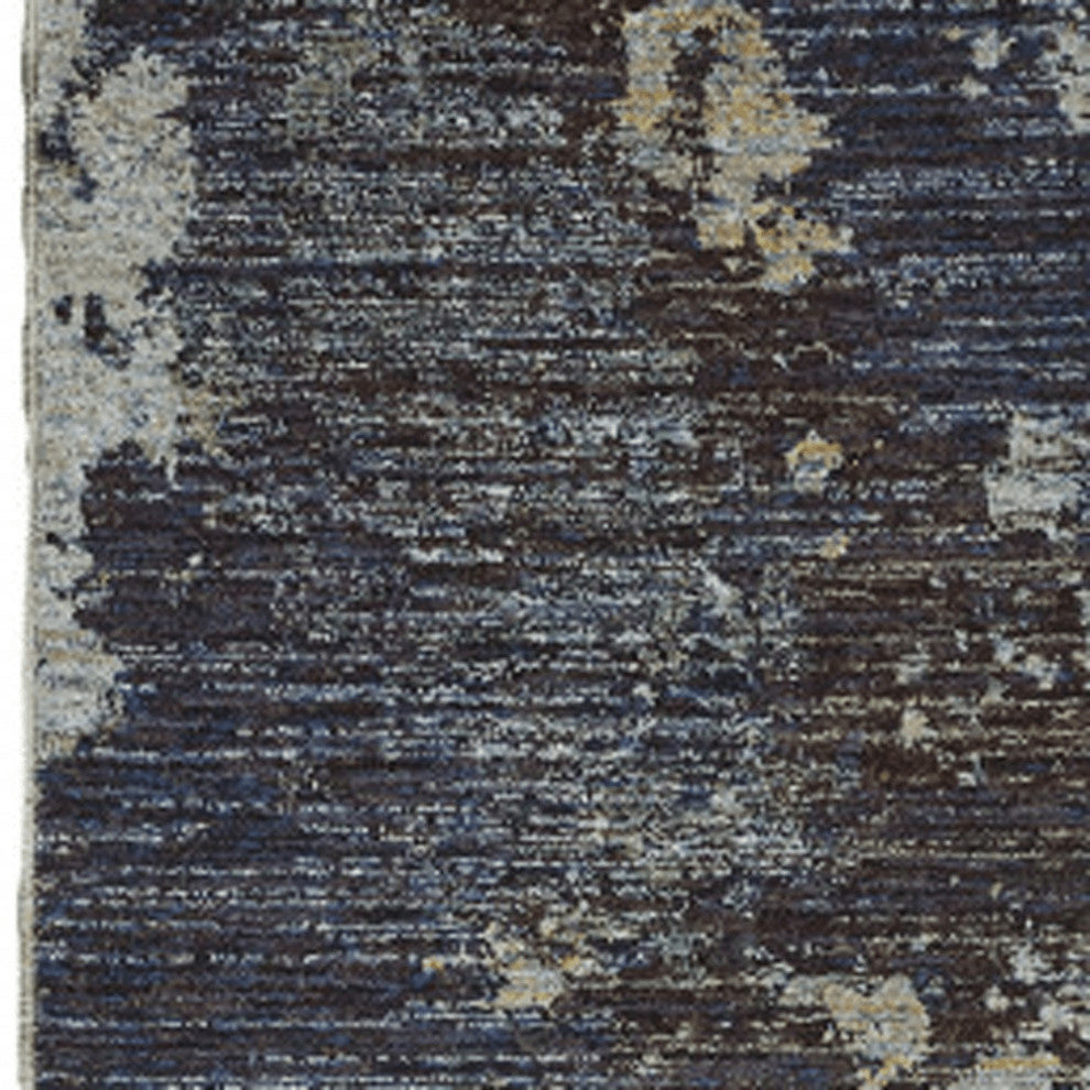 12' Runner Navy and Blue Abstract Power Loom Runner Rug