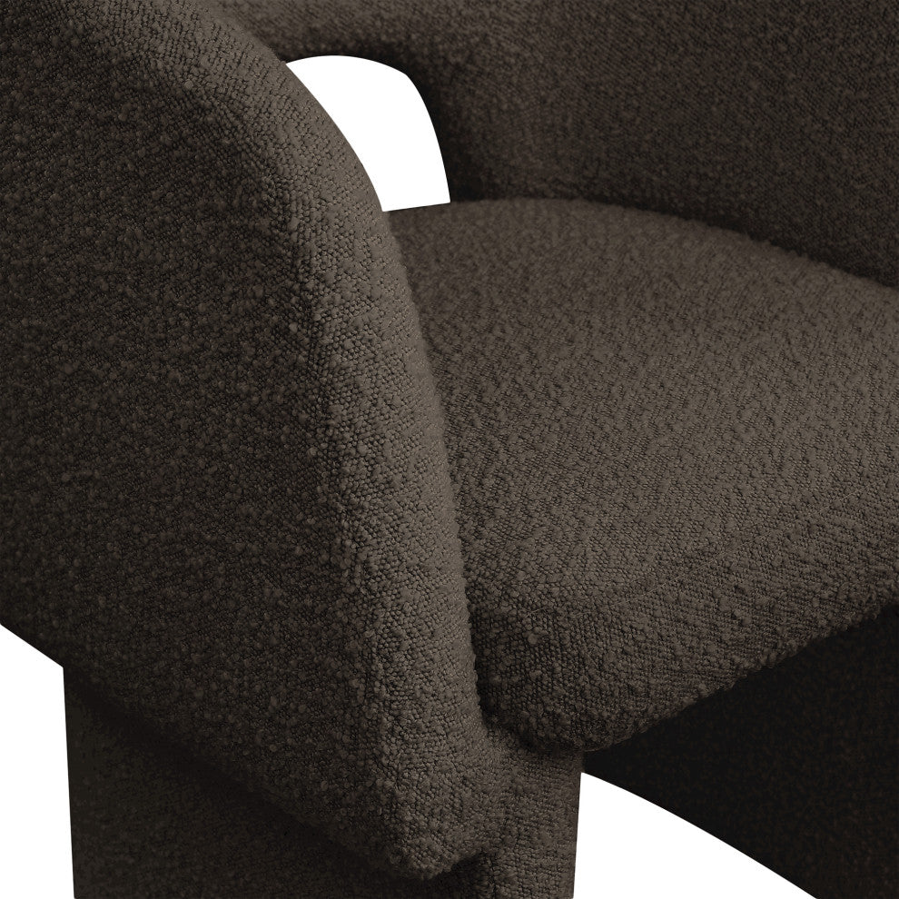 Emmet Boucle Fabric Dining Chair / Accent Chair, Brown, Boucle Fabric