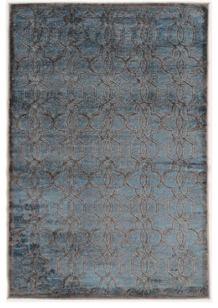 Linon Platinum Iron Gate Power Loomed Polyester 5'x7'6" Rug in Blue