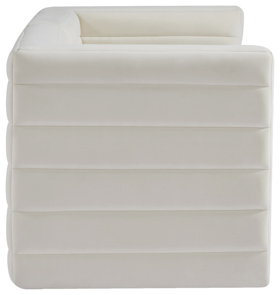 Quincy Velvet Upholstered 2-Piece Modular Sofa, Cream