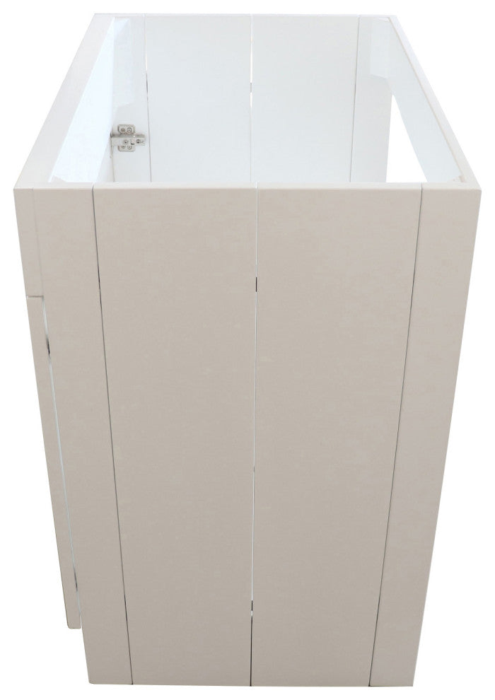 SmartFold 30" Single Sink Vanity Cabinet, White Finish, Black Hardware