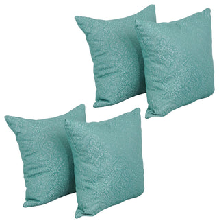 17" Jacquard Throw Pillows With Inserts, Set of 4, Mabul Seaglass
