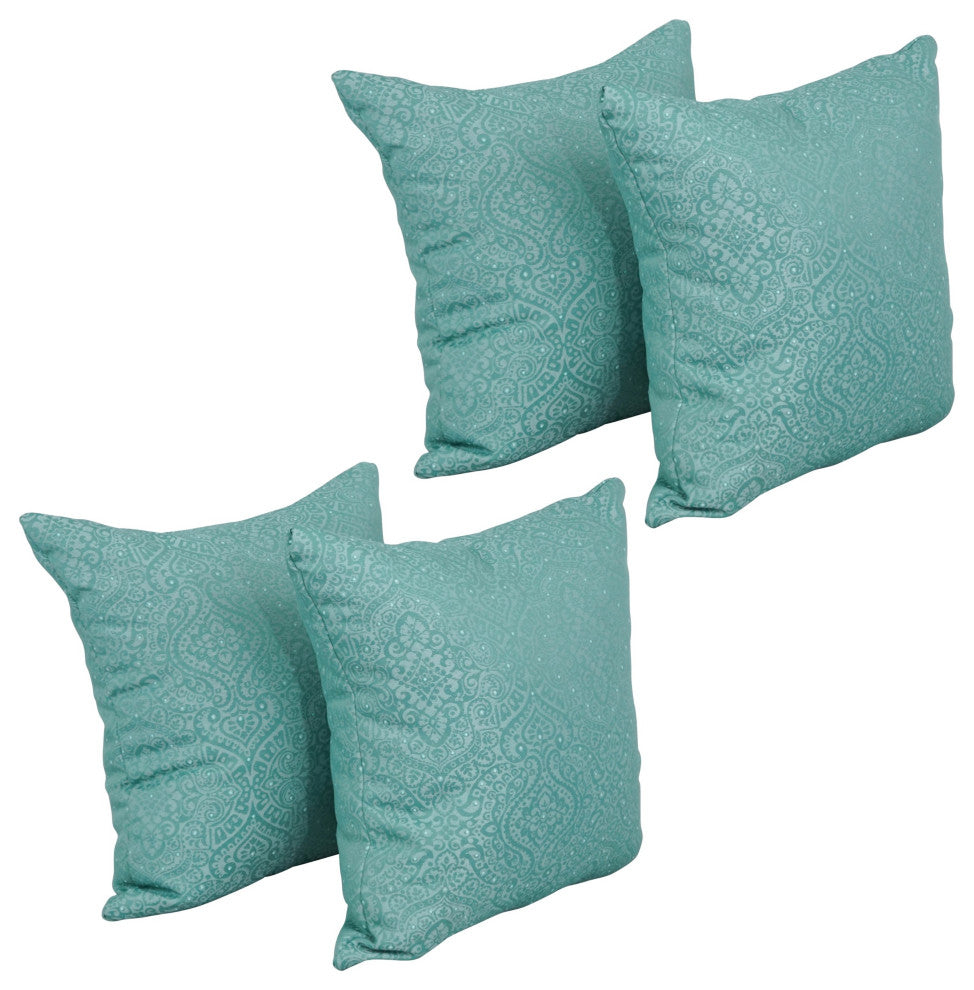 17" Jacquard Throw Pillows With Inserts, Set of 4, Mabul Seaglass