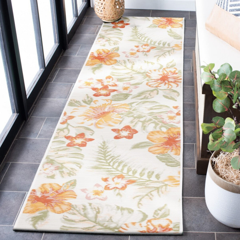 Safavieh Sunrise Collection SUN671 Indoor-Outdoor Rug, Ivory/Rust Sage, 2'x8'