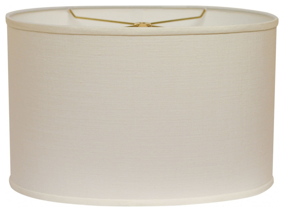 12" White Throwback Oval Linen Lampshade