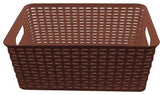 Plastic Rattan Storage Box Basket Organizer, Brown, Medium-Pack of 1