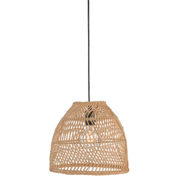 Luhu Open Weave Cane Rib Mini Bell Pendant Lamp, Natural, Small