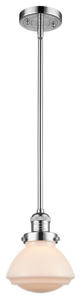 Olean 1-Light Mini Pendant, Polished Chrome, Matte White