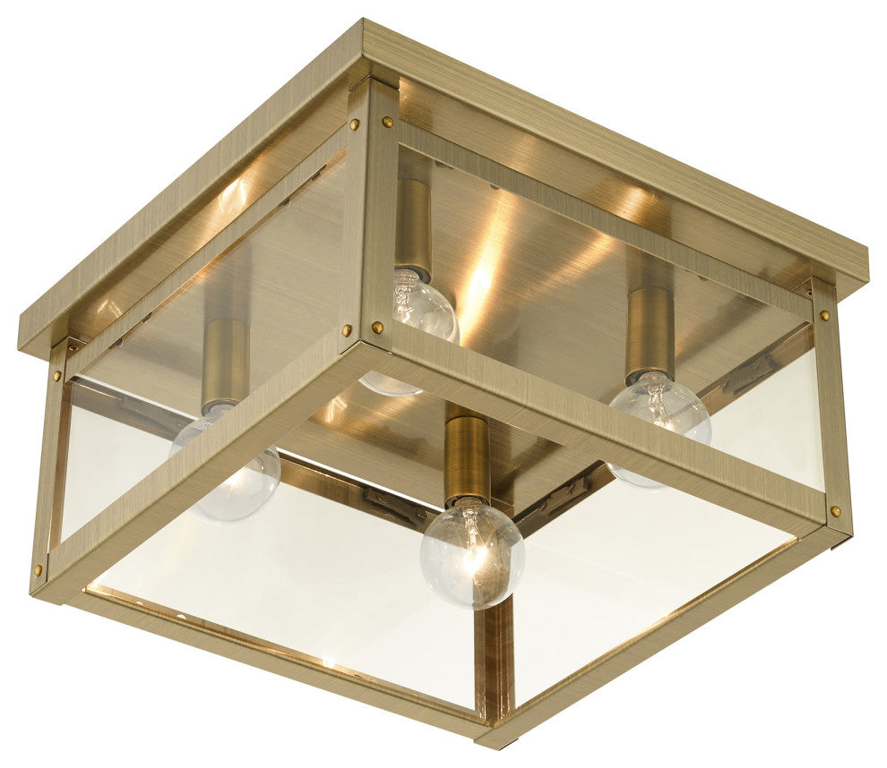Antique Brass Rustic, Modern Farmhouse, Industrial, Nautical Flush Mount