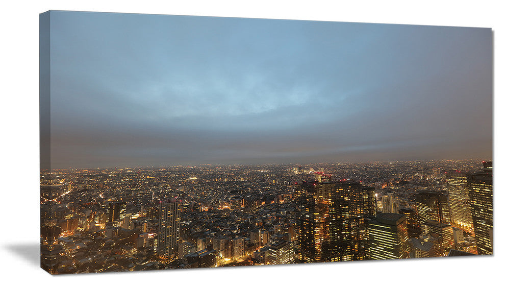 Shinjuku District View Point, Cityscape Canvas Art Print, 32"x16"