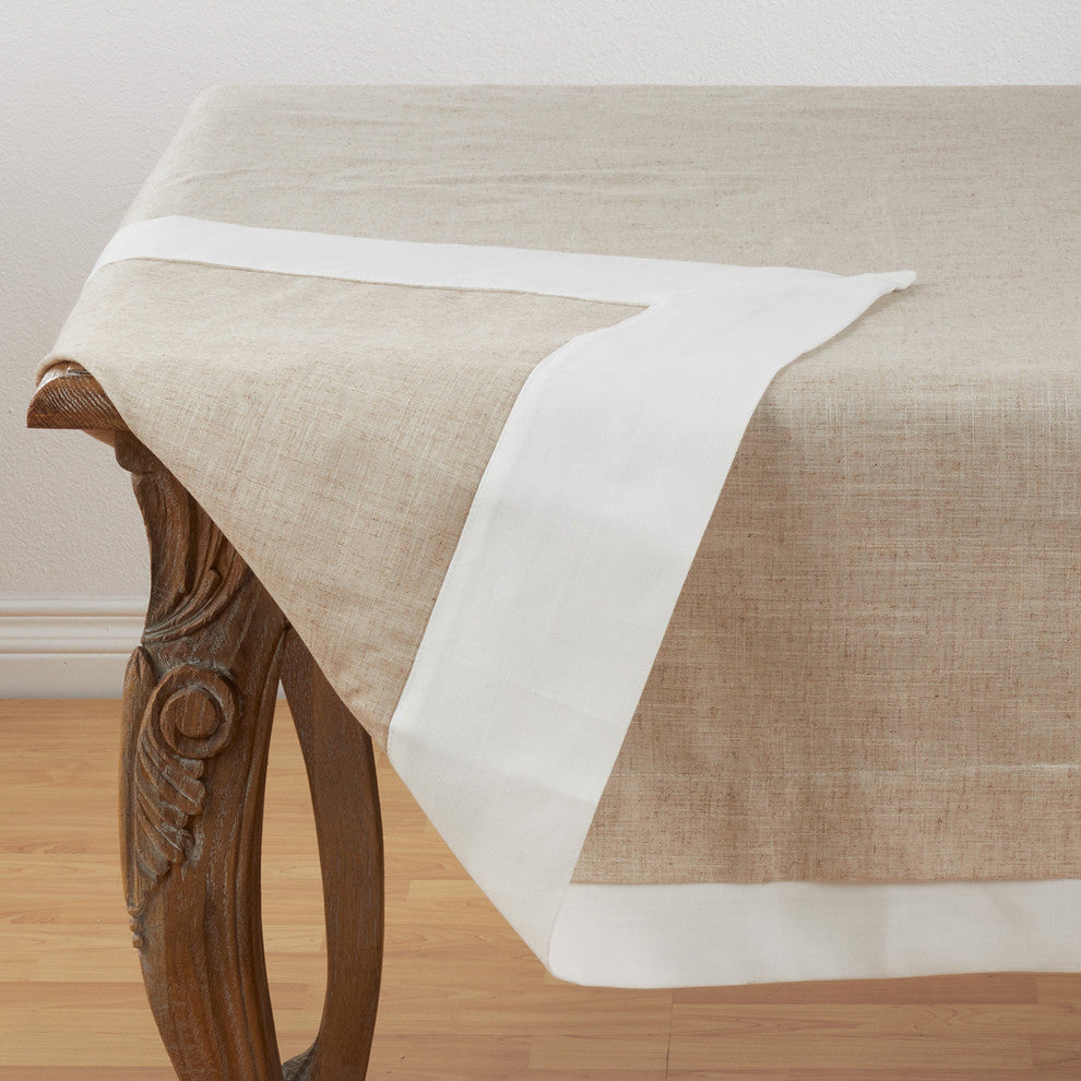 Moldura Collection Double Layer Linen Tablecloth, Natural, 67"x120"
