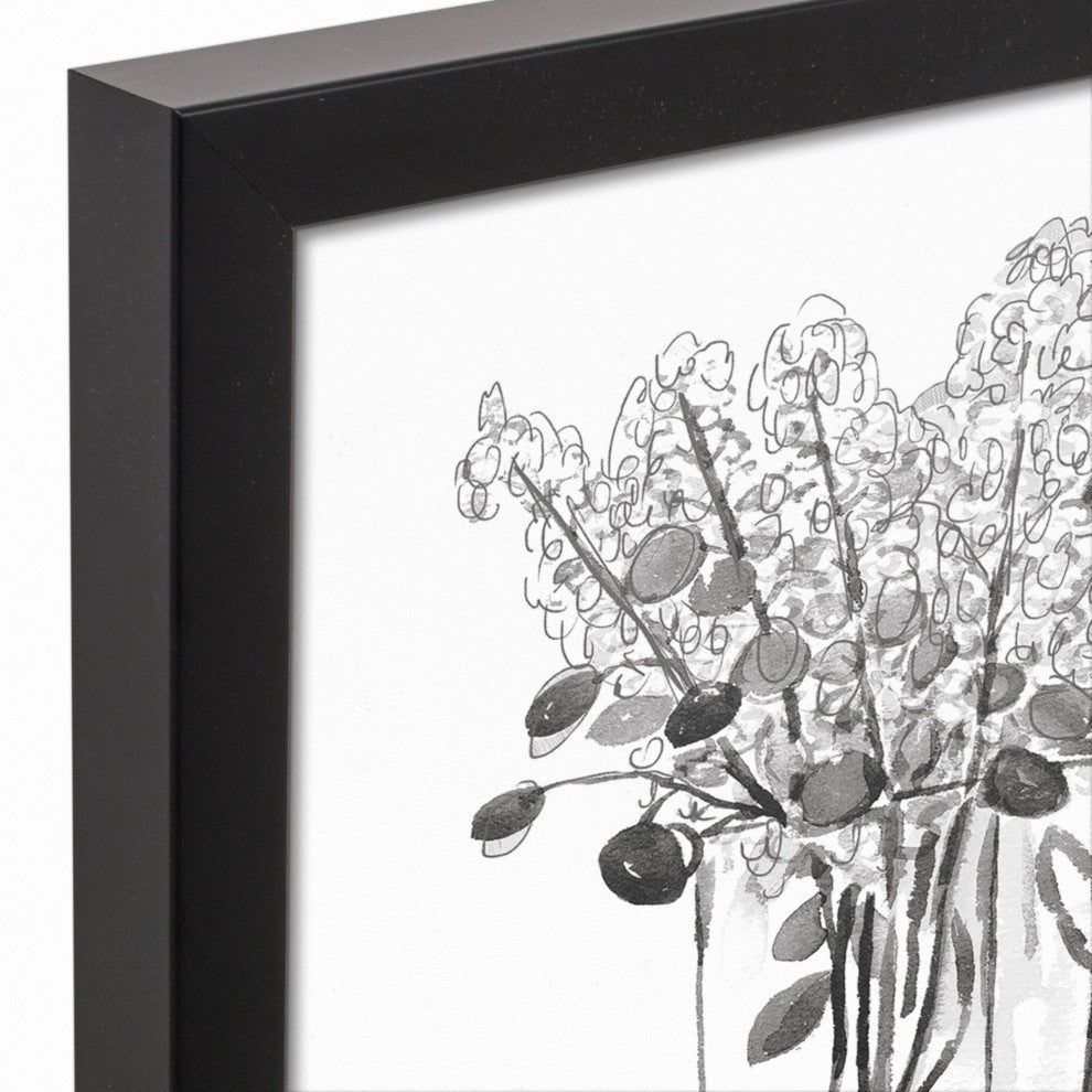 Watercolor Ink Sketch 11x14 Black Framed Canvas