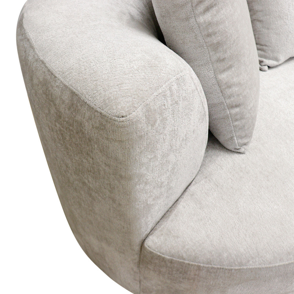 Pasargad Home Noho Amalfi Design Sofa With Swivel Ottoman and Pillows, Beige
