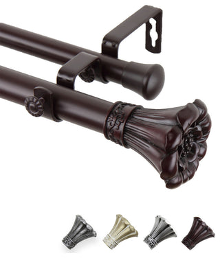 Dakota 1" Double Curtain Rod, Mahogany, 48-84"
