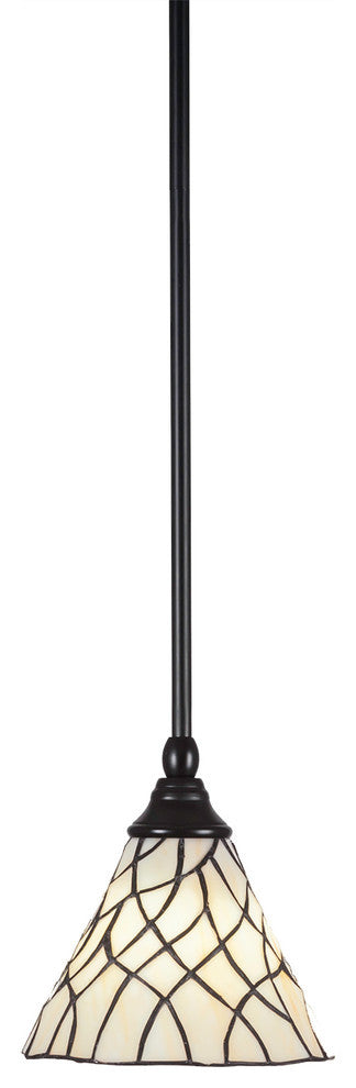 Stem 1-Light Pendant with Hang Straight Swivel, Matte Black/Sandhill Art