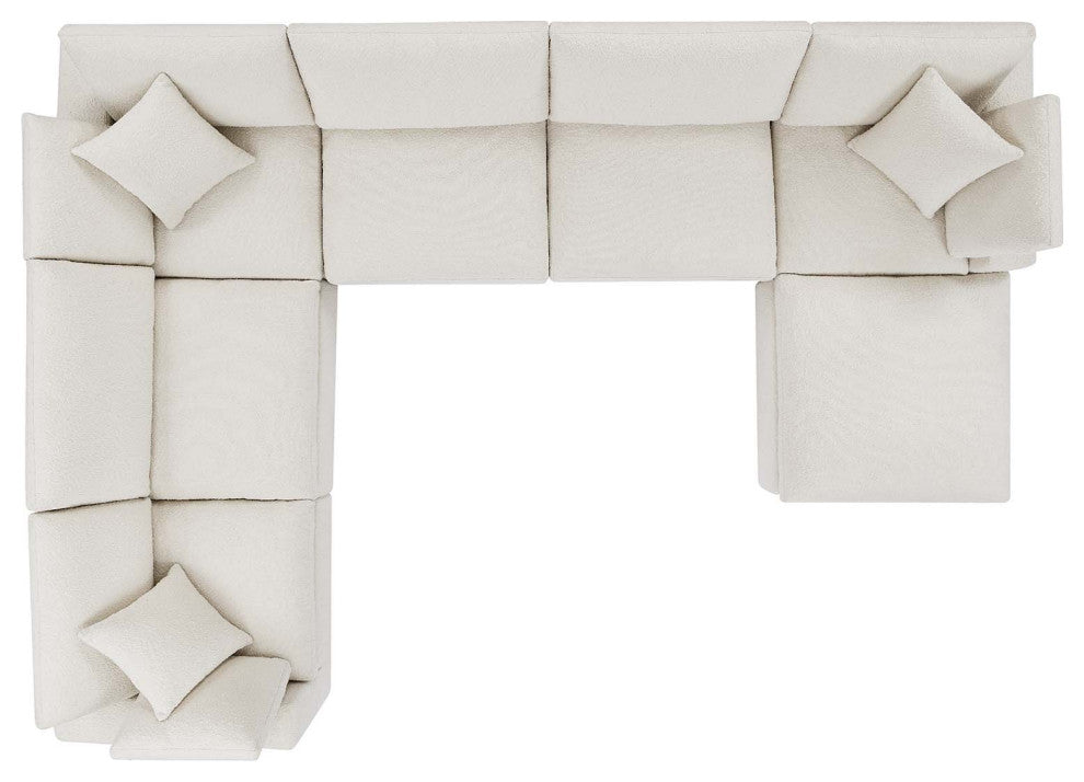 Commix Down Filled Overstuffed Boucle 7-Piece Sectional Sofa, Ivory
