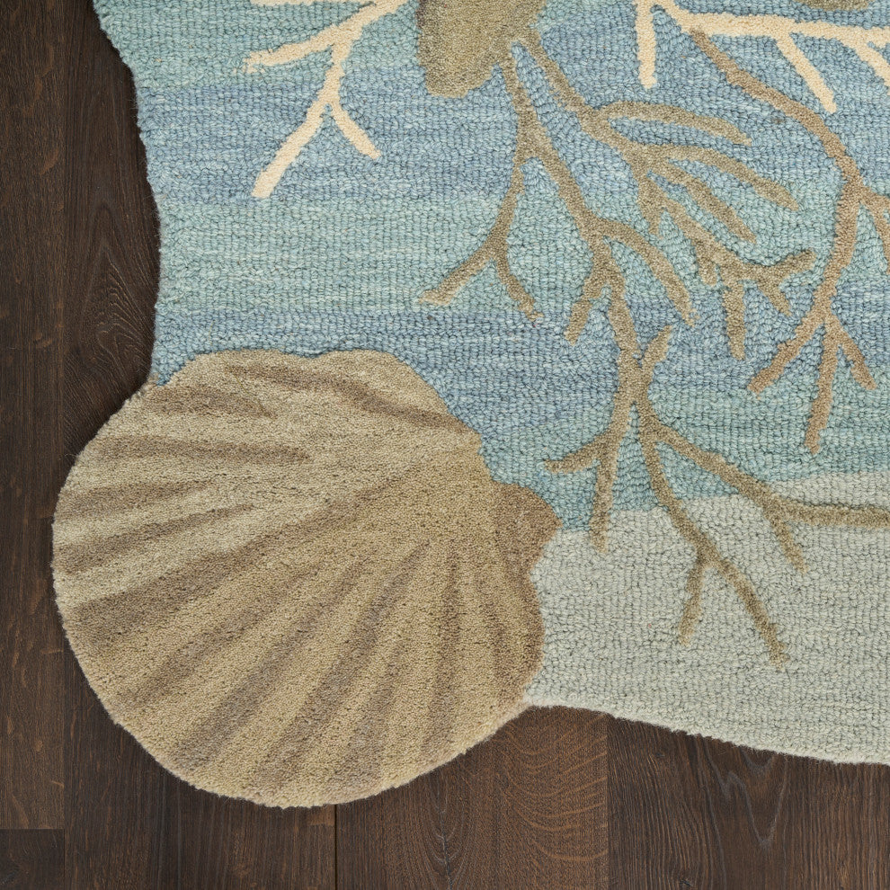Nourison Waterside 7'9" x 9'9" Blue Coastal, Nautical and Beach Indoor Rug