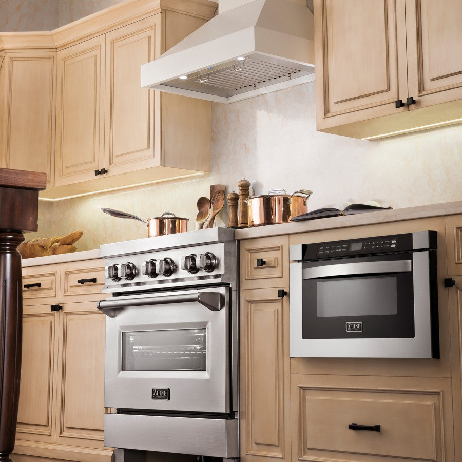 ZLINE 36 in. Wooden Wall Mount Range Hood, White Includes Motor, KBTT-36