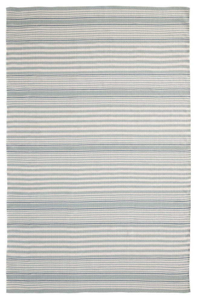 Dash & Albert Rugby Stripe Light Blue Indoor/Outdoor Rug, Blue, 5' x 8'