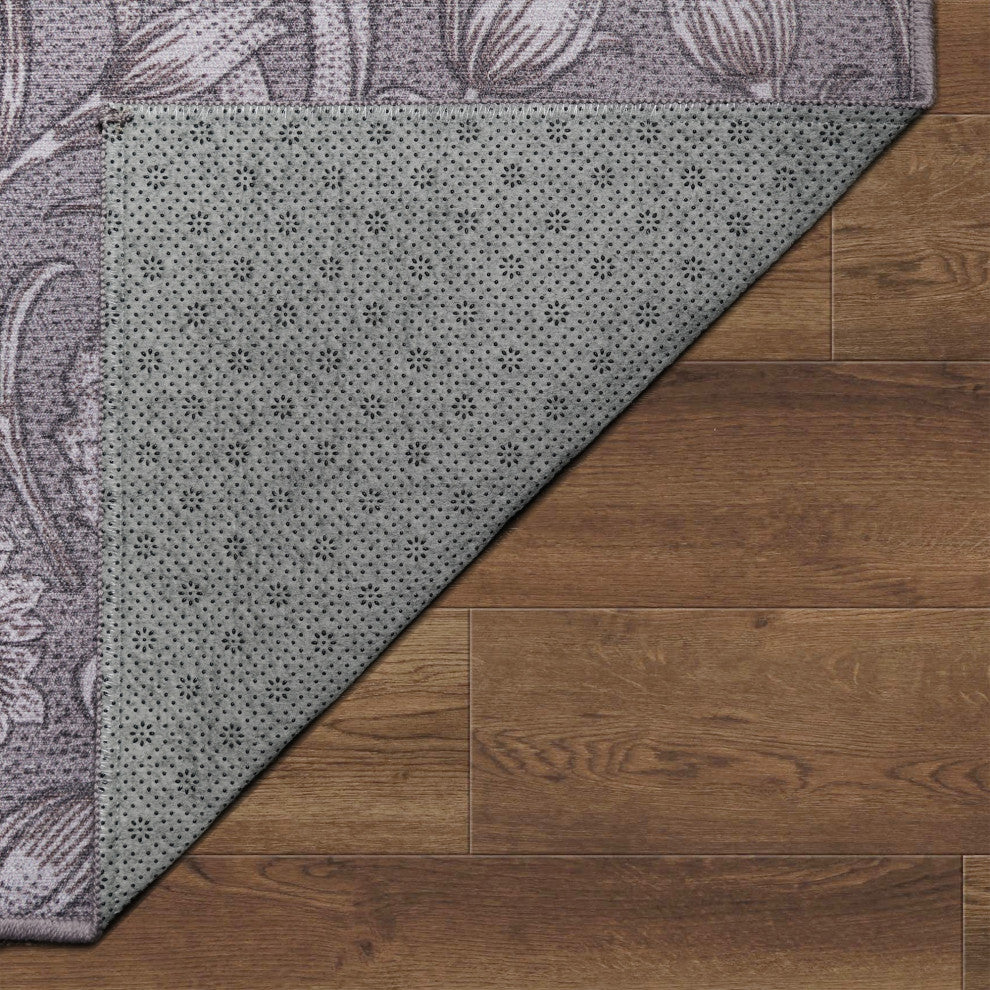 My Magic Carpet Washable Rug Kalini Floral Woodland Brown, 5' X 7'