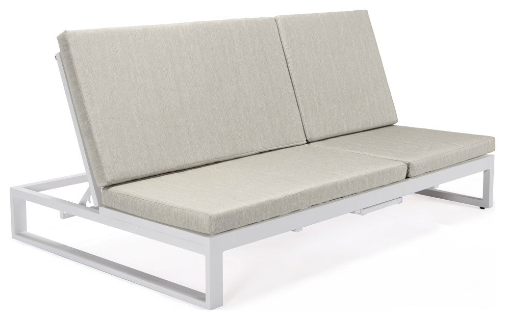 LeisureMod CLW-82BG Chelsea Convertible Lounge Reclining Double Chaise Cushions