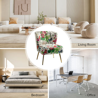 Accent Side Chair With Tufted Back, Ivory