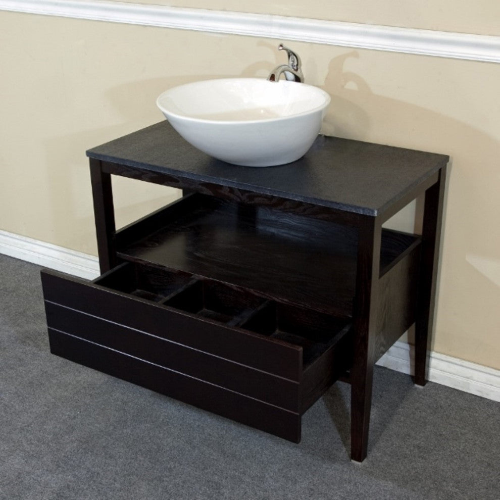 35.5" Single Sink Vanity, Wood, Black