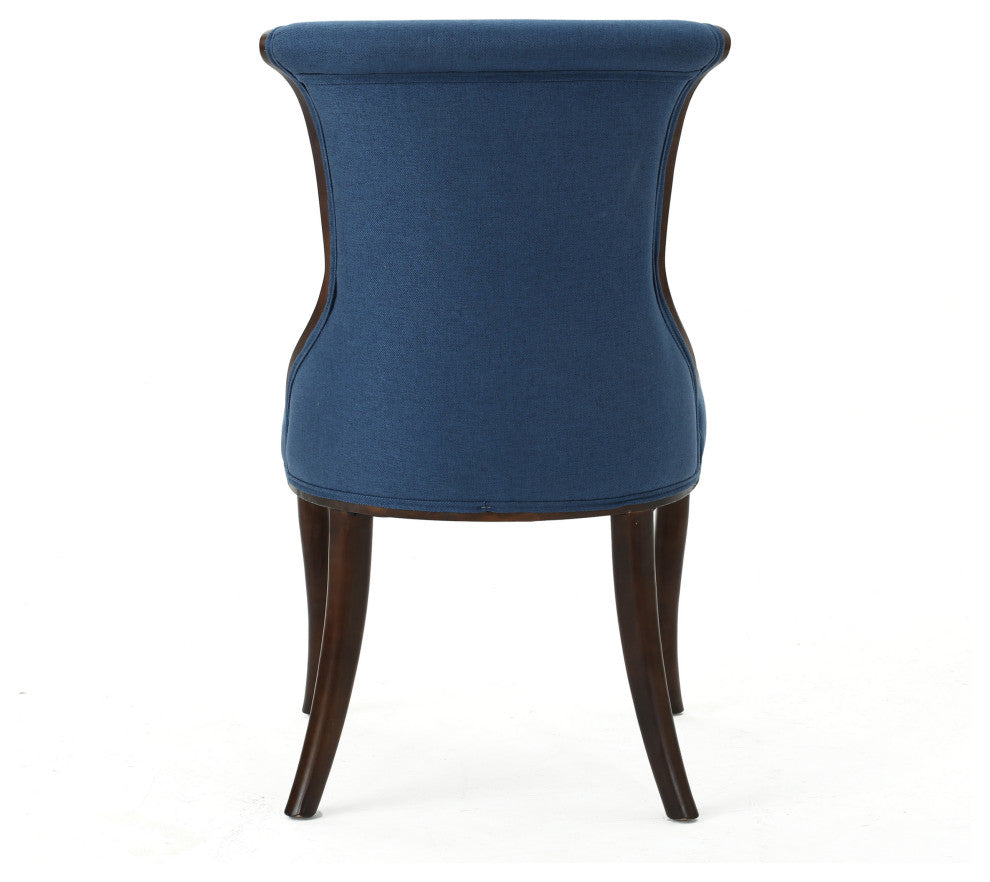 GDF Studio Lexia Plush Classic Fabric Dining Chair, Dark Navy