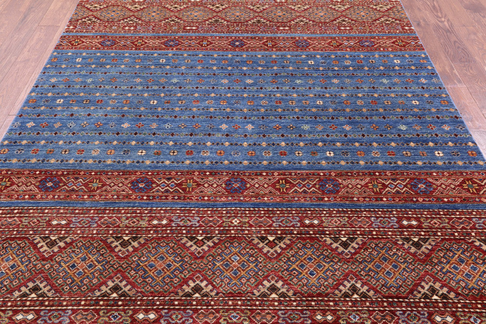 6' 7" X 10' 0" Hand Knotted Khorjin Super Kazak Wool Rug - Q12361