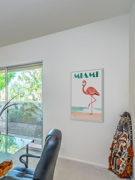 "Miami Flamingo II" Floater Framed Painting Print on Canvas, 16"x24"