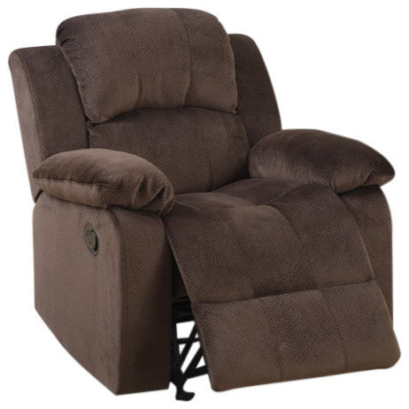 Rocker Recliner In Choco Brown Suede Fabric