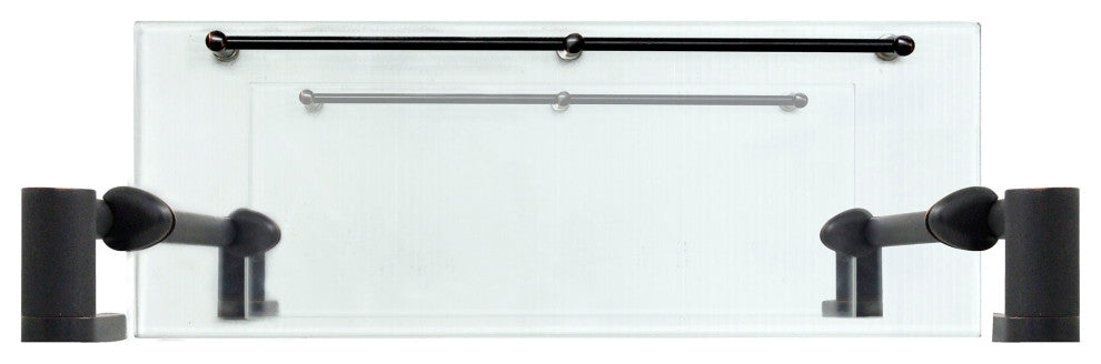 MODONA's 14.75" Double Glass Wall Shelf With Rail, Rubbed Bronze