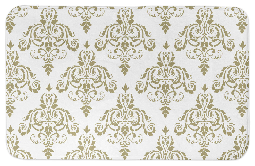 Gold Damask 34x21 Bath Mat