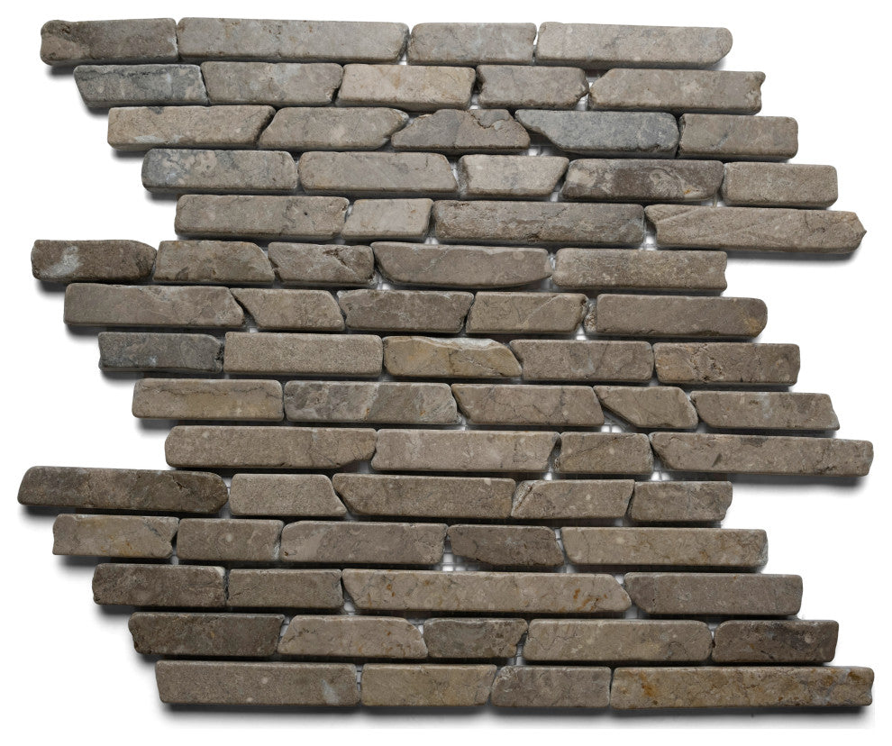 Light grey pencil stone mosaic tile - 15x12 mesh sheet for walls, floors etc