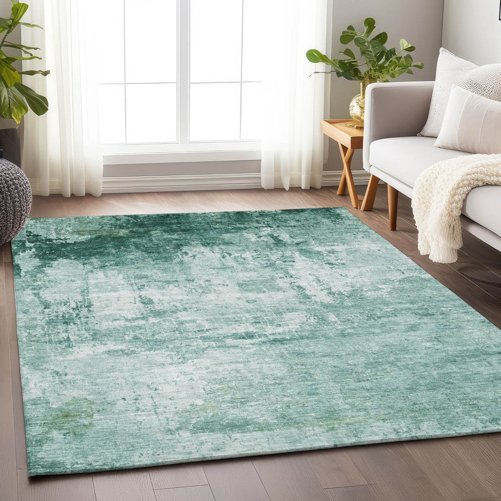 Machine Washable Indoor/Outdoor Chantille ACN1766 Aqua 3' x 5' Rug