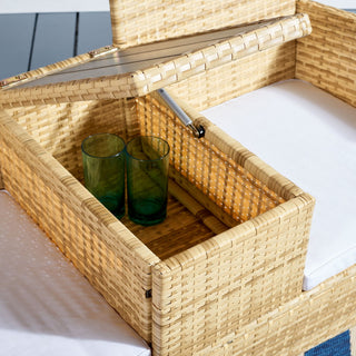 Safavieh Outdoor Viora Loveseat Natural/White Cushion