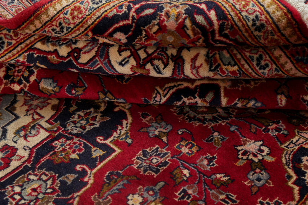 Consigned, Traditional Kashan Oriental Hand-Knotted Persian Area Rug, Red, 7x10