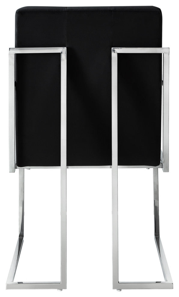 Phoebe Tufted Dining Chairs With Square Arms, Set of 2, Black Velvet