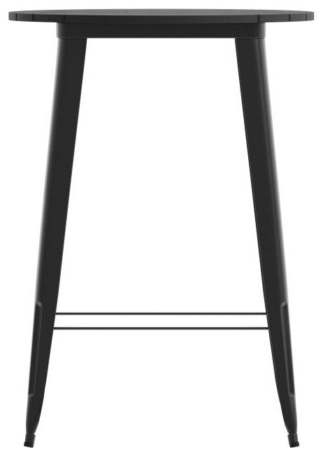 Declan Commercial Indoor/Outdoor Round Bar Top Table, 30", Black