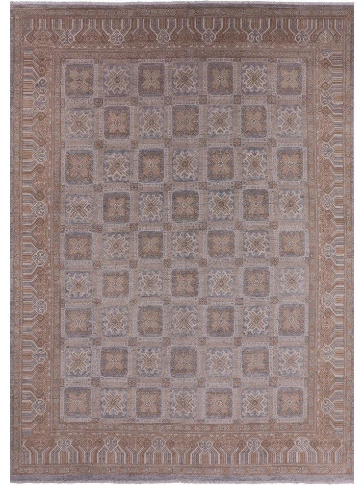 9' 9" X 13' 7" Khotan Hand-Knotted Wool Area Rug Q4277