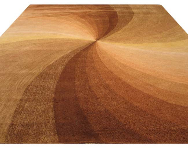 Hand-Tufted Wool Brown Contemporary Abstract Swirl Rug, 4' X 6'