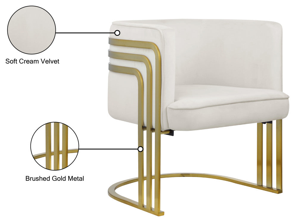 Rays Velvet Upholstered Accent Chair, Cream