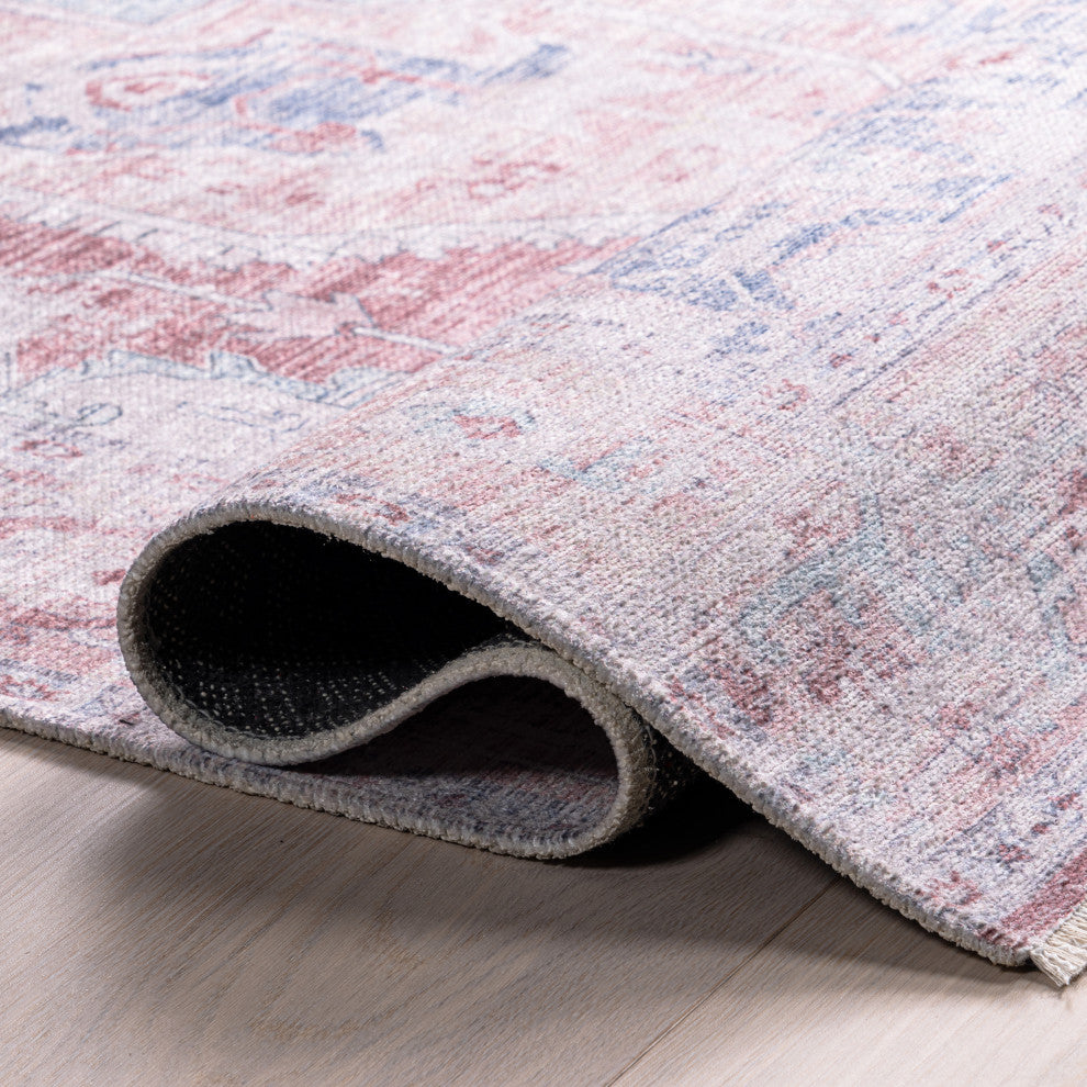 Nuloom Madilyn Medallion Washable Rug, Rust 4' x 6'