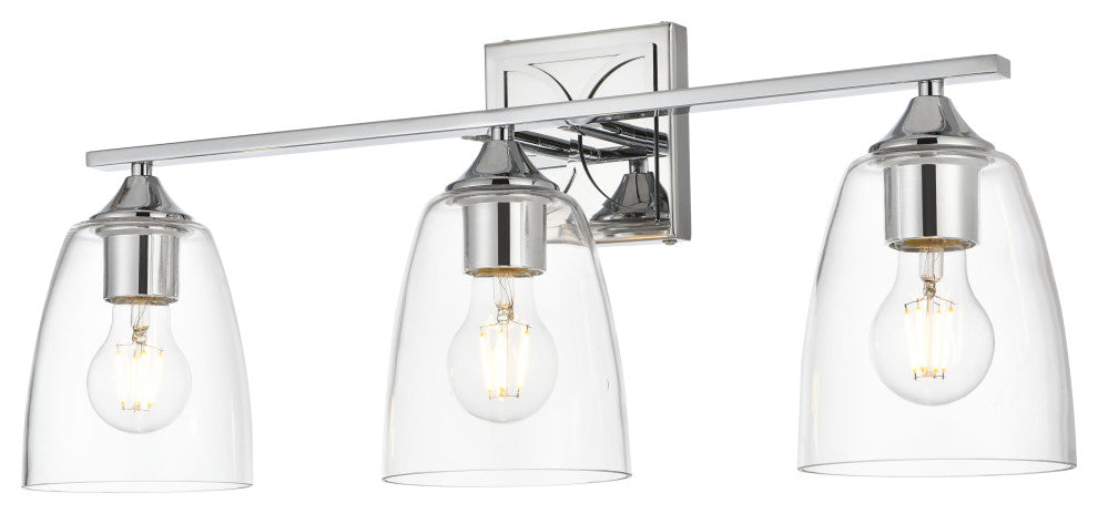 3 Light Chrome And Clear Bath Sconce