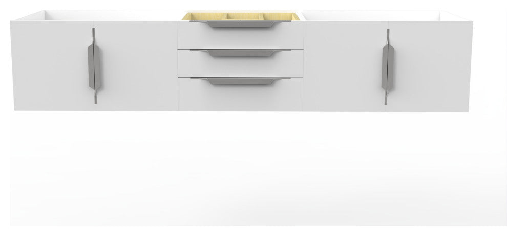 CastelloUSA Alpine 72" Wall Mounted Vanity, Base Only, White, Chrome Handles