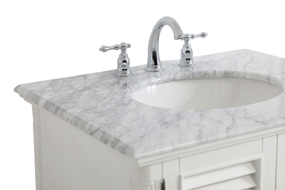 Home Living Single Bathroom Vanity, Antique White, 30"
