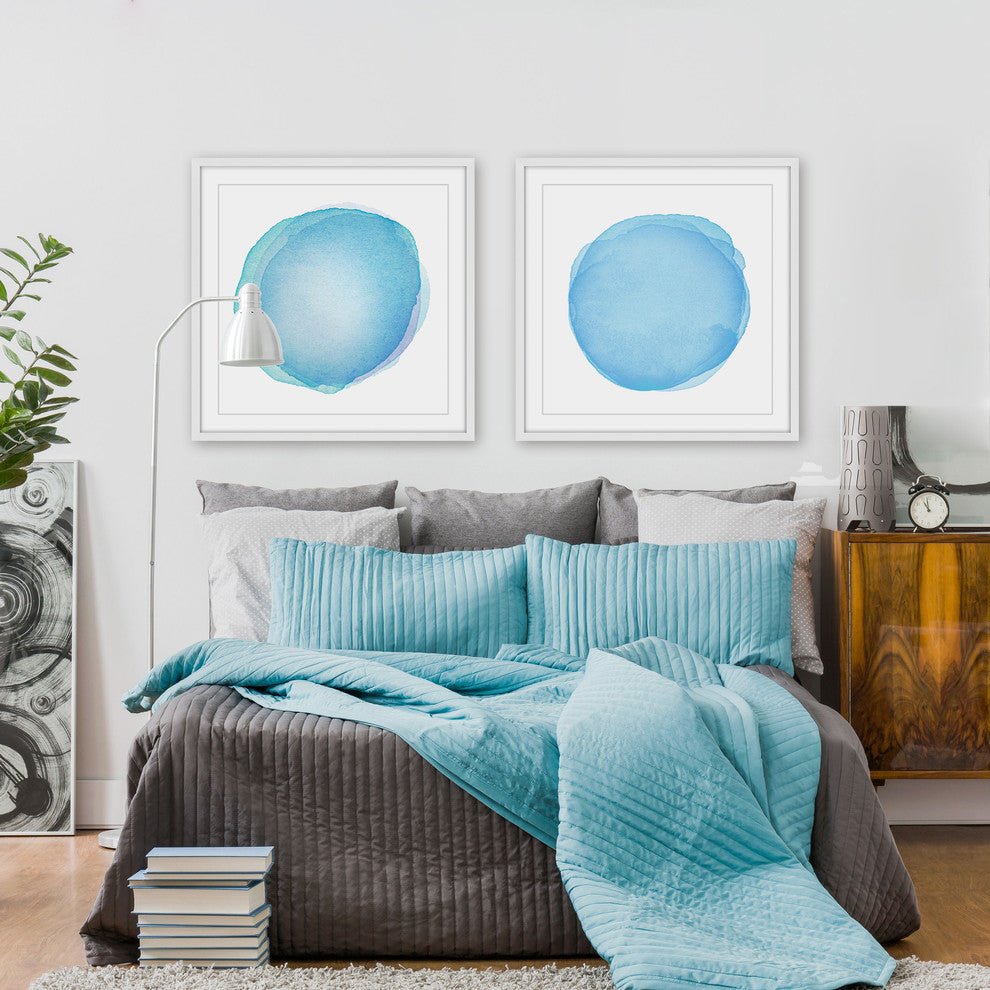 Blue Orbs Diptych, 24x12