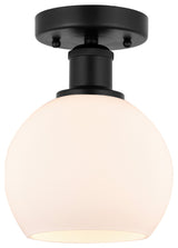 Edison Athens 1-Light 6" Semi-Flush Mount, Matte Black, Matte White